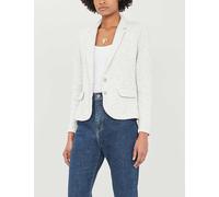 Whistles Womens Grey Notch-lapels Slim-fit Cotton-blend Jacket 16