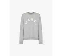 Whistles Womens Grey Text-print Round-neck Cotton-blend Jumper Xs