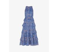 Whistles Womens Purple/multi Paloma Tropical-print Tiered Recycled-polyester Midi Dress 6