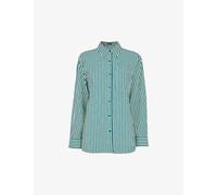 Whistles Womens Relaxed-fit Stripe-print Linen-blend Shirt 6