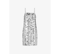 Whistles Womens Silver Sequin Disc-embellished Relaxed-fit Recycled-polyester Mini Dress 12