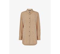 Whistles Womens Striped-print Oversized Cotton-blend Shirt 10