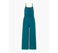 Whistles Womens Teal Wrap-front Sleeveless Linen and Cotton-blend Jumpsuit 6