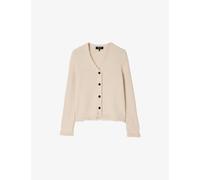 Whistles Womens Whistles Fringe-Trim Boucle-Knit Cardigan Cream S