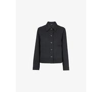 Whistles Womens Whistles Mia Patch-Pocket Cotton and Lyocell-Blend Jacket Barely Black 10