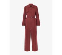 Whistles Womens Whistles Trench-Detail Long-Sleeve Stretch-Woven Jumpsuit Rust 18