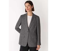 Whistles Wool Blend Relaxed Herringbone Blazer Grey Mix