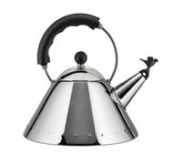 Whistling Kettle: 1.92 Litre Whistling Black Bird Kettle By Alessi, Stainless Steel