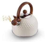 Whistling Kettle, 2.5 L Stove Top Kettle Stainless Steel Hot Water Camping Teapot with Wood Pattern Handle Retro Style Induction Kettles for Gas Stove Induction Hob