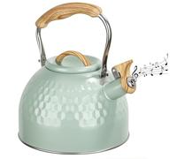 Whistling Kettle,3L Stove Induction Kettle,Whistling Tea Kettle-3 L Stainless Steel Stove Top Kettle with Wood Grain Handle Whistle, Retro Style Teapot for Kitchen Gas Stove, Induction Cooker