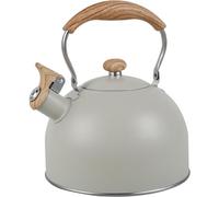Whistling Kettle for Gas Hob 2.5L Stove Top Kettle Stainless Stovetop Tea Kettle Stove Induction Kettle with Wood Grain Handle and Tall Whistle Portable Stove Kettle Tea Pots for Camping Kitchen