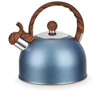 Whistling Kettle, Stainless Steel Kettle, 2.5 L Stainless Steel Whistling Kettle, Induction Kettle, Tea Kettle, Whistling Kettle for All Hobs, Modern Automatic with Wood Grain Handle, Easy to Use