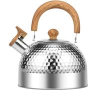 Whistling Kettle with Anti-Scald Handle, 2L Food Grade Stainless Steel Stove Top Kettle, Retro Style Teapot Camping Kettle for Kitchens Gas Stove Induction Cooker (Silver)