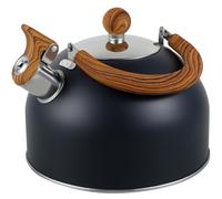 Whistling Kettle with Ergonomic Handle 2.5L Stove Top Kettle Stainless Steel Stove Top Tea Pots Rustproof Retro Style Whistling Teapot for Kitchen Gas Hobs, Induction, Cooker and Electric Hobs(Black)