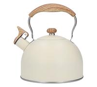 Whistling Tea Kettle, 2.5L Large Capacity Stainless Steel Tea Kettle Ergonomic Handle Flip Up Spout Cover Tea Kettle Stovetop with Wood Pattern Handle for Gas Electric Stove Top
