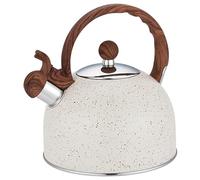 Whistling Tea Kettle 2.5l Stainless Steel Kettle Stovetop with Insulated Folding Wood Handle Tea for Stove Top Fast Heating Teapot for Stovetop for Coffee, Milk White Whistling
