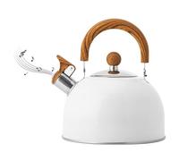 Whistling Tea Kettle - 2.5l Stainless Steel Whistle-Sounding Kettles With Wood Grain Handle | Anti-Scalding Water Boiler For Gas Induction Cooker | 22.5cm Coffee Tea And Milk Powder Kettle For Kitchen