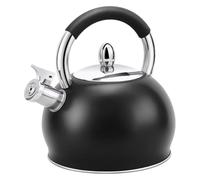 Whistling Tea Kettle,Whistling Kettle, 304 Stainless Steel Stovetop Tea Pot Water Kettle Boiler Teapot Tea Kettle Anti-Scald Handle(Black,3L)