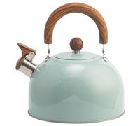 Whistling Tea Kettle Wood Handle 3L Food Grade Stainless Steel Polished Teapot Odor-free Tea Pot for Induction Cooker Stovetop, Light Green Teapot Tea Pot Whistling Tea Kettle Tea Kettle Stovetop