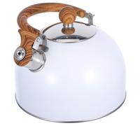 Whistling Water Kettle with Folding Handle White 2.5l for Gas Induction | Stainless Steel Body, Audible Boil Alert, Whistle, Smooth Surface, Suitable for Tea, Oatmeal, Home Kitchen
