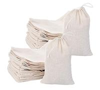 Whisverse 50 Pack Cotton Muslin Bags Drawstring Bags for Tea Jewelry Wedding Favors Storage (4 x 6 Inches)