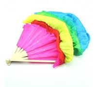 Whisverse Colorful Belly Dance Dancing Silk Bamboo Long Fans Veils For Folk Dance 1.8m