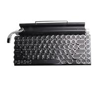 Whisverse Retro Typewriter Keyboard Wireless USB Mechanical Punk Keycaps for Desktop PC/Laptop/Phone-Black