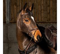 Whitaker Flash Bridle Fancy Stiched with Rubber Reins Brown - Full