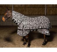 John Whitaker Whitaker Zebra print Fly Mesh Rug with fixed neck, elongated tail cover and belly flap 6'9,Black/White