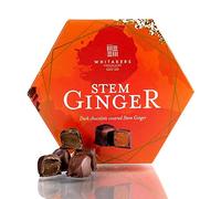 Whitakers Dark Chocolate Covered Stem Ginger in Gift Box 180g - Suitable for Vegetarians, Gluten Free.