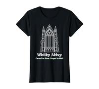 Whitby Abbey Carved in Stone Gothic Yorkshire Value Graphic T-Shirt, Women, Black, L