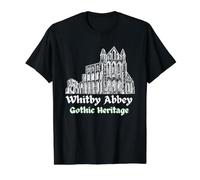 Whitby Abbey Gothic Heritage Ruins Design Value Graphic T-Shirt, Men, Black, S