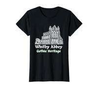 Whitby Abbey Gothic Heritage Ruins Design Value Graphic T-Shirt, Women, Black, M