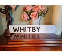 Whitby Aged Basic Old Style British Road Sign North Yorkshire