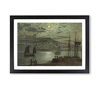 Whitby Harbour by John Atkinson Grimshaw Framed Wall Art Print A2 Black | Ready to Hang, Premium Gi Paper, Fade-Resistant Inks, Securely Packaged, UK Made