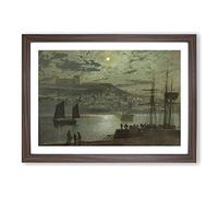 Whitby Harbour by John Atkinson Grimshaw Framed Wall Art Print A2 Walnut | Ready to Hang, Premium Gi Paper, Fade-Resistant Inks, Securely Packaged, UK Made