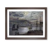 Whitby Harbour Vol.2 By John Atkinson Grimshaw Classic Painting Framed Wall Art Print, Ready to Hang Picture for Living Room Bedroom Home Office Décor, Walnut A2 (64 x 46 cm)