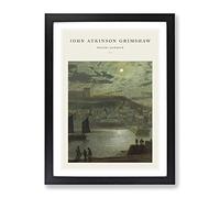 Whitby Harbour Vol.2 By John Atkinson Grimshaw Exhibition Museum Painting Framed Wall Art Print, Ready to Hang Picture for Living Room Bedroom Home Office Décor, Black A4 (34 x 25 cm)