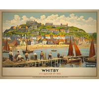 Whitby Travel Poster - A4 Wall Art, Wanderlust Print, Inspirational World Map, Vintage City, Retro Poster, Home Decor for Living Room, Office, Gift Idea for Travel Lovers