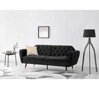 Whitby Velvet Sofa Bed With Chesterfield Design With Gold Metal Tipped Wooden Legs Home Detail Jet Black One Size