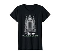 Whitby Where the Shadows First Fell Gothic Design Value Graphic T-Shirt, Women, Black, L