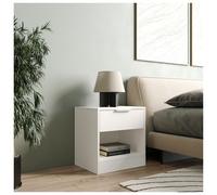 Urbn-Living Urbnliving 45Cm Width 1-Drawer Bedside White Table Cabinet Nightstand Storage Shelf Bedroom Furniture Unit