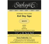 White - 1/2" Fusible Knit Stay Tape - 0.5" X 25 Yards SewkeysE Extremely Fine Knit Interfacing Sold by The 25 Yard Roll (KST-01) M494.09