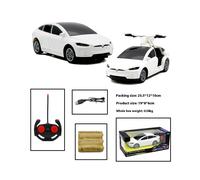(white) 1:24 Tesla Rc Car 4-Channel Drfit Remote Control Car With Lights Simulation Double Doors Plastic Model