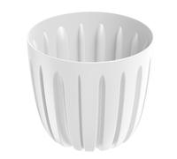 (White, 1.3L (D13.8 x H12.5cm)) Round Flower Pot Planter Grooved Texture Plastic Indoor Outdoor Matt Strong Matt