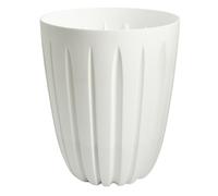 (White, 1.8L (D:13.7cm H:16.8cm)) Round Flower Pot Planter with insert Grooved Plastic Indoor Outdoor