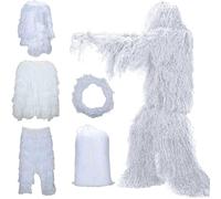 (White, 1.8m) 5 In 1 Ghillie Suit, 3d Camouflage Hunting Apparel Including Jacket, Pants, Hood, Carry Bag