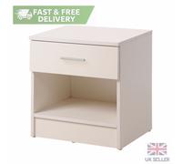 White 1 Drawer Bedside Cabinet Nightstand Bedroom Storage Side Table