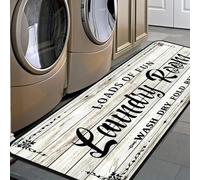 White-1 Farmhouse Laundry Room Rug Runner, Laundry Room Rug Non-Slip, Floor Mat, Waterproof Runner for Laundry Room, Kitchen, Bathroom, and Mudroom Decor 20''x48''