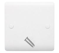 White 1 Gang Curved Edge Blanking Plate Cover for Electrical Sockets - Single Socket Cover with Screws & Caps, 86mm x 86mm, Durable Wall Plate
